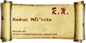 Radnai Mónika névjegykártya